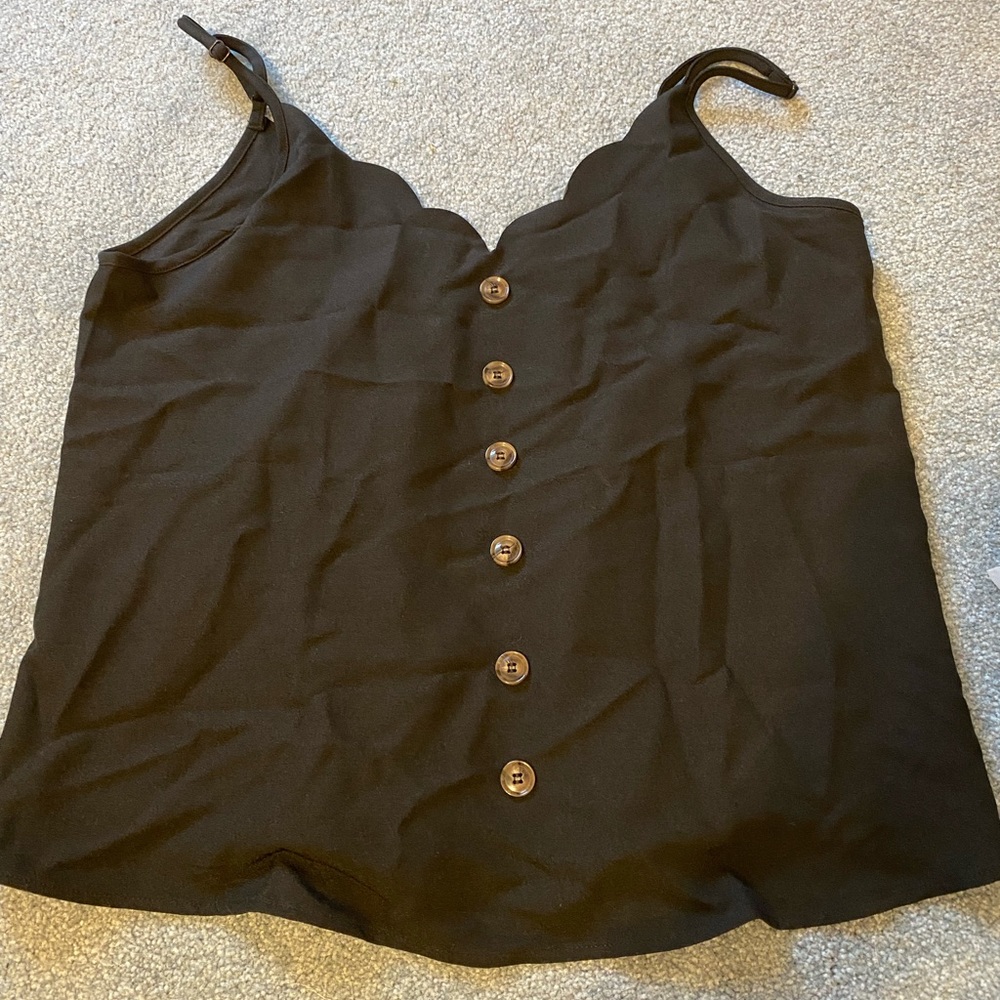 Black Shein Scalloped tank top with buttons, never been worn
